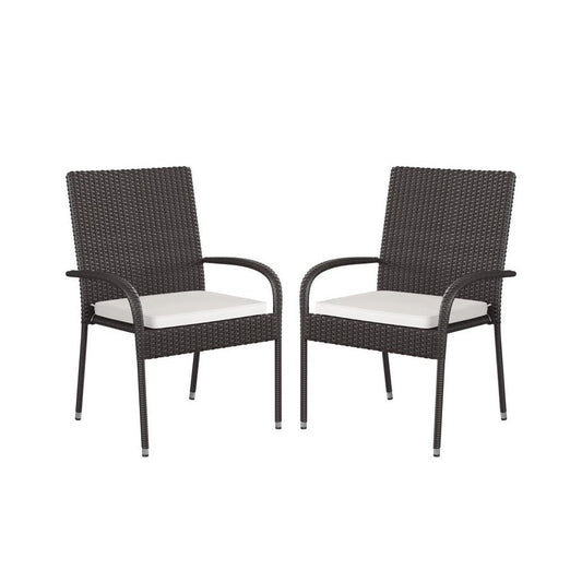 Flash Furniture Maxim 2PK Espresso Patio Chair 2-TW-3WBE073-CU01CR-ESP-GG