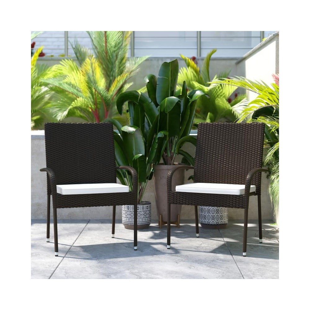 Flash Furniture Maxim 2PK Espresso Patio Chair 2-TW-3WBE073-CU01CR-ESP-GG