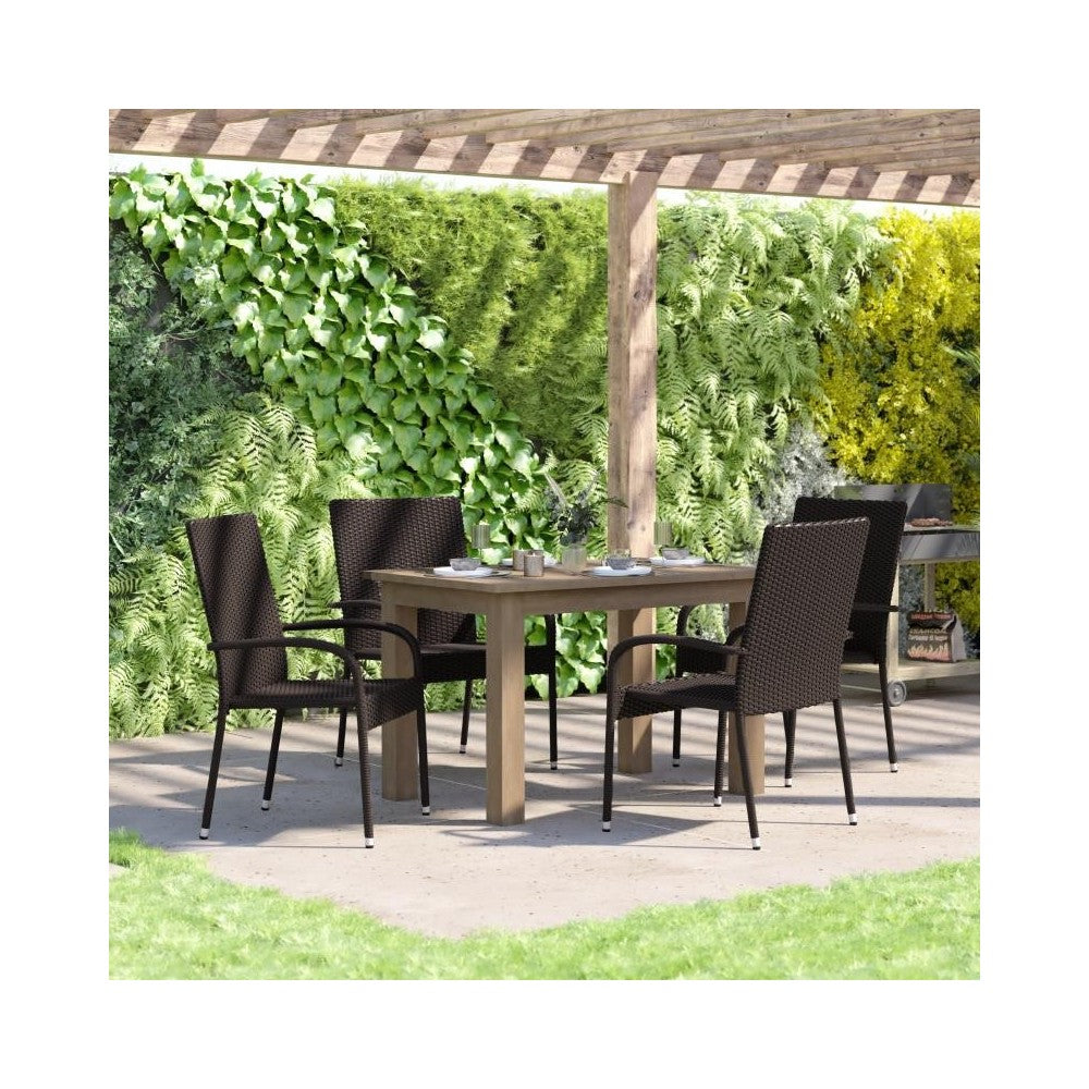 Flash Furniture Maxim 4PK Espresso Patio ArmChair 4-TW-3WBE073-ESP-GG