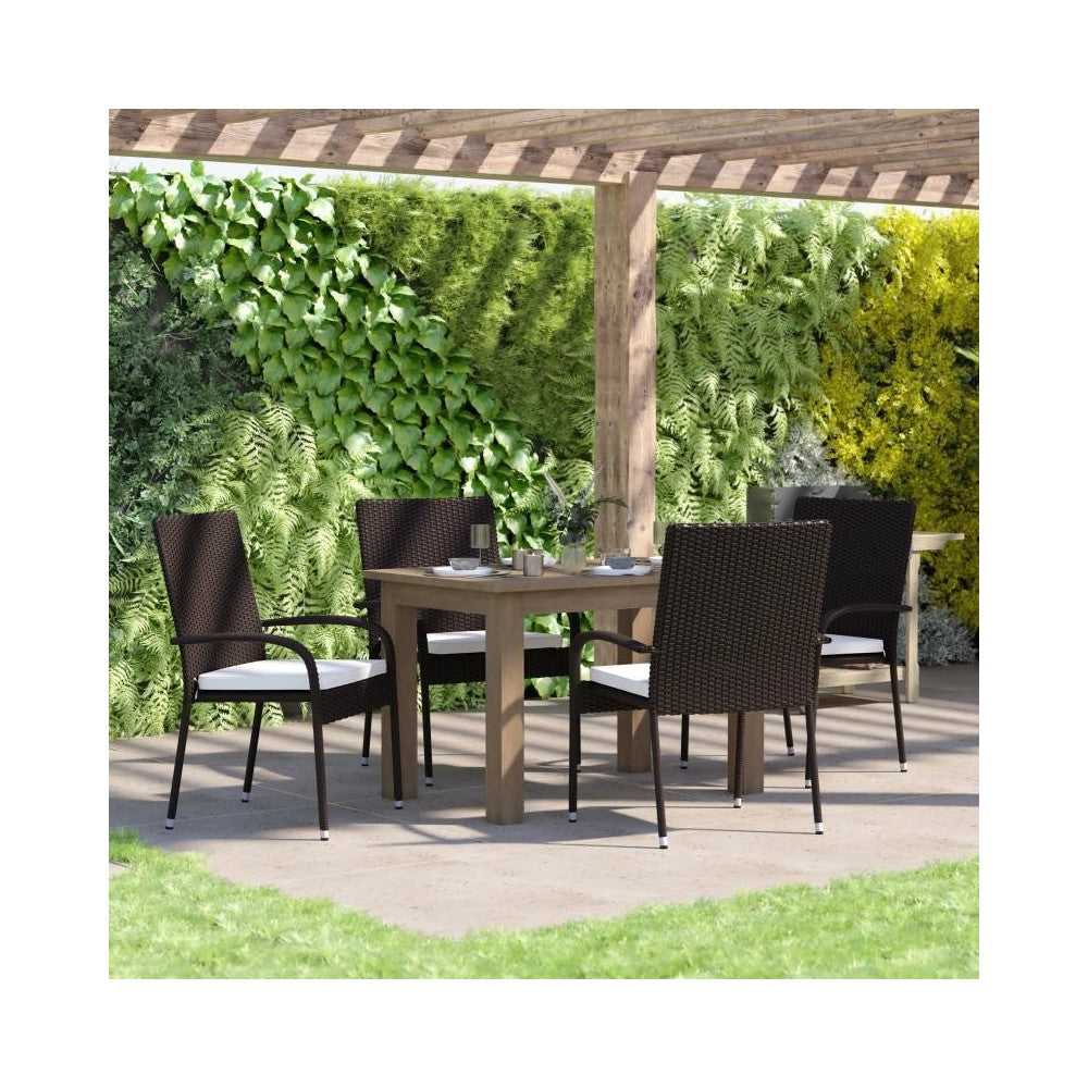Flash Furniture Maxim 4PK Espresso Patio Chair 4-TW-3WBE073-CU01CR-ESP-GG