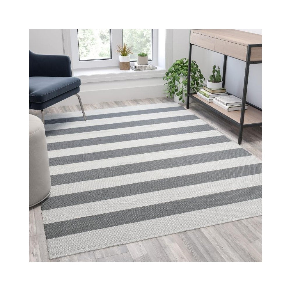 Flash Furniture Melissa 5' x 7' Handwoven Area Rug CI-20-9409-57-GR-WH-GG