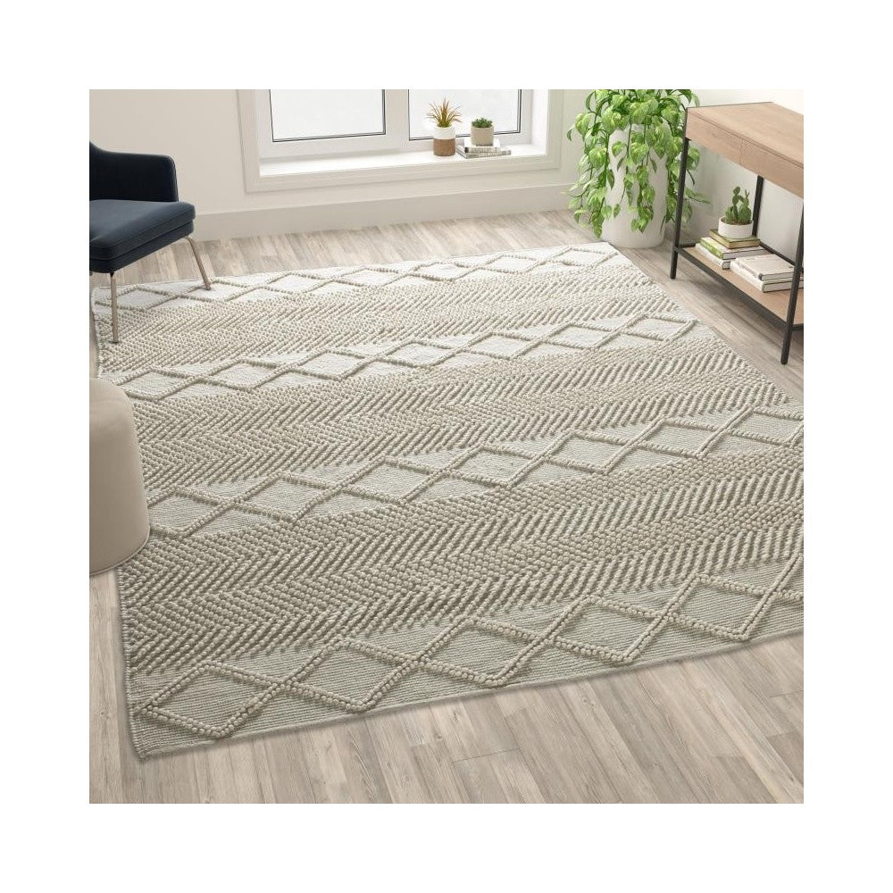 Flash Furniture Melissa 8'x10' White & Ivory Area Rug CI-20-9450A-810-CR-GG