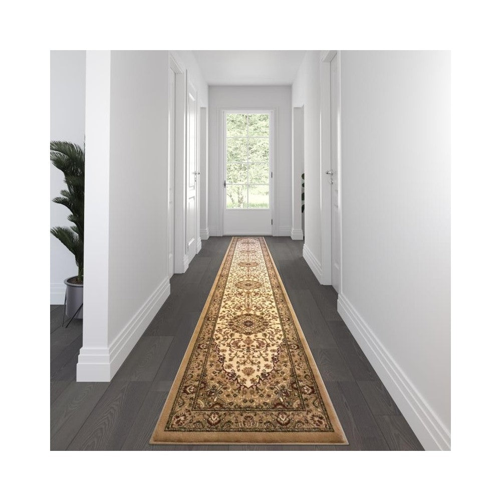 Flash Furniture Mersin Collection Ivory 3x15 Persian Area Rug NR-RG29-315-IV-GG