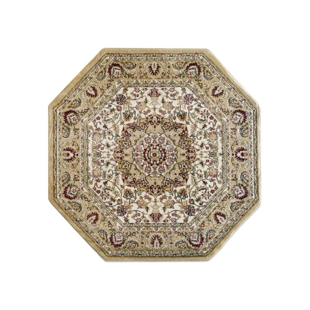 Flash Furniture Mersin Collection Ivory 5x5 Persian Area Rug NR-RG1881-55-IV-GG