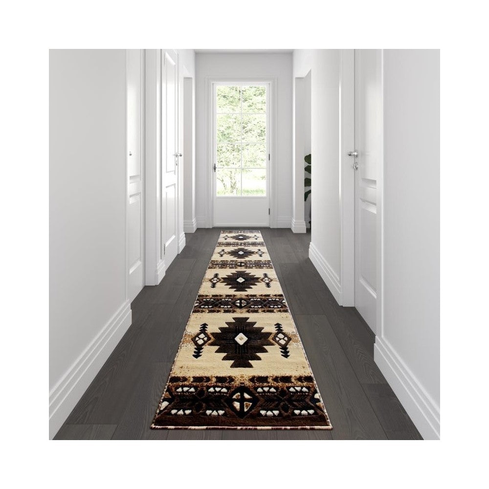 Flash Furniture Mohave Collection 2x10 Rustic Brown Area Rug ACD-RG784-210-BN-GG