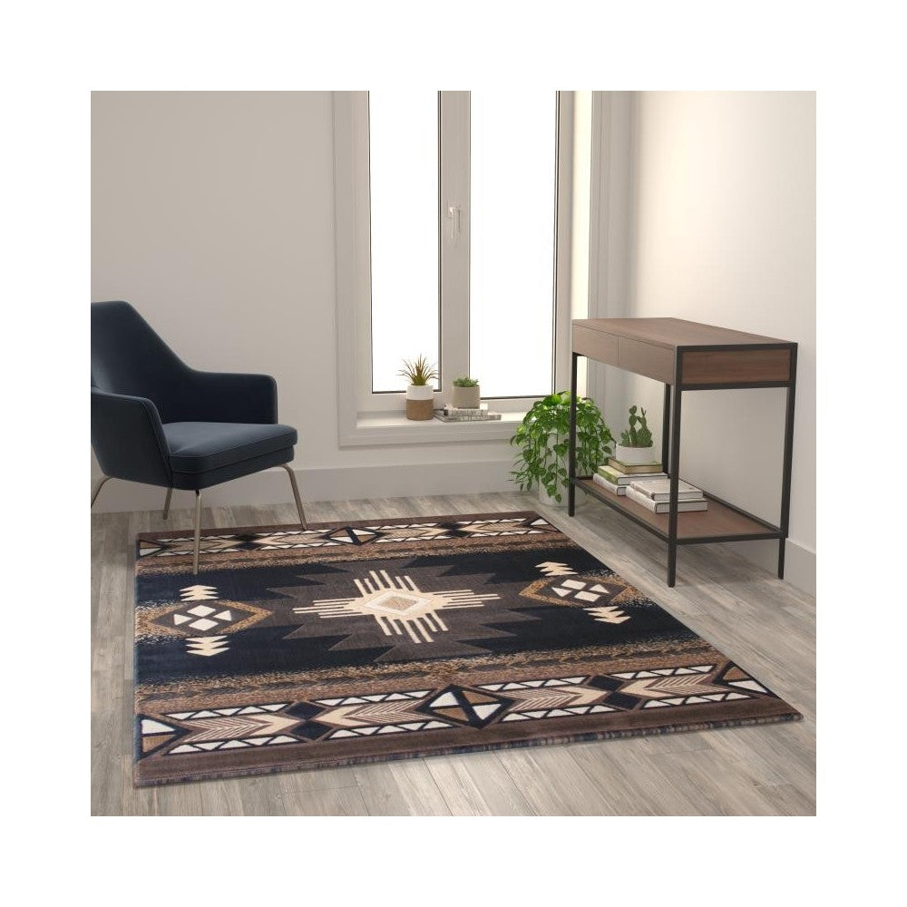 Flash Furniture Mohave Collection 5x7 Rustic Black Area Rug ACD-RGEMQ9-57-BK-GG