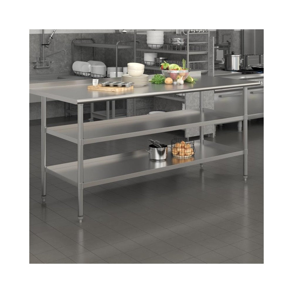 Flash Furniture Ravenel Stainless Table 2 Shelf Table NH-WT-GU-3072BSP-GG