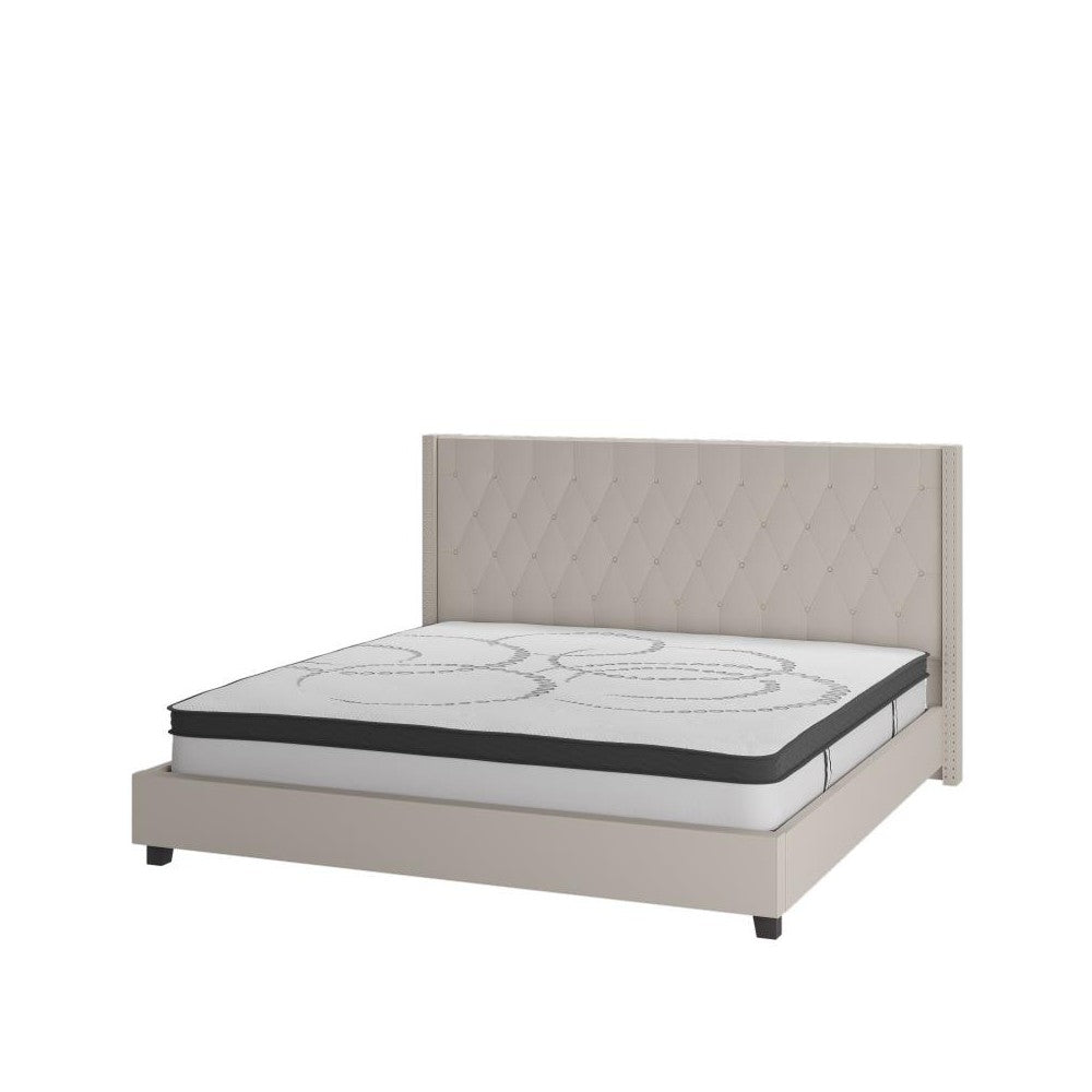 Flash Furniture Riverdale King Platform Bed Set-Beige HG-BM10-36-GG