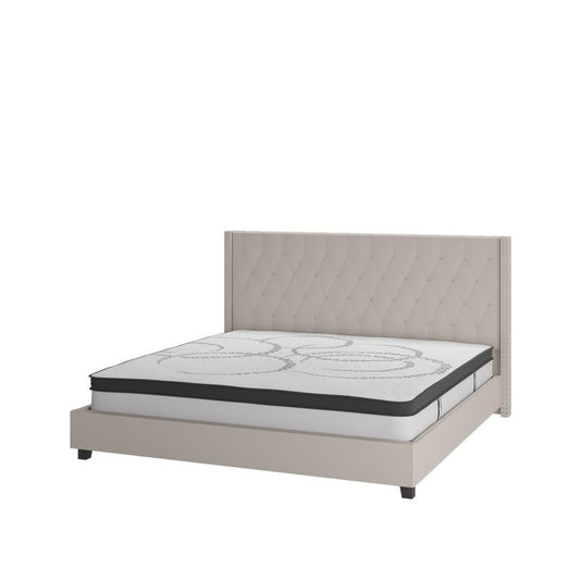 Flash Furniture Riverdale King Platform Bed Set-Beige HG-BM10-36-GG