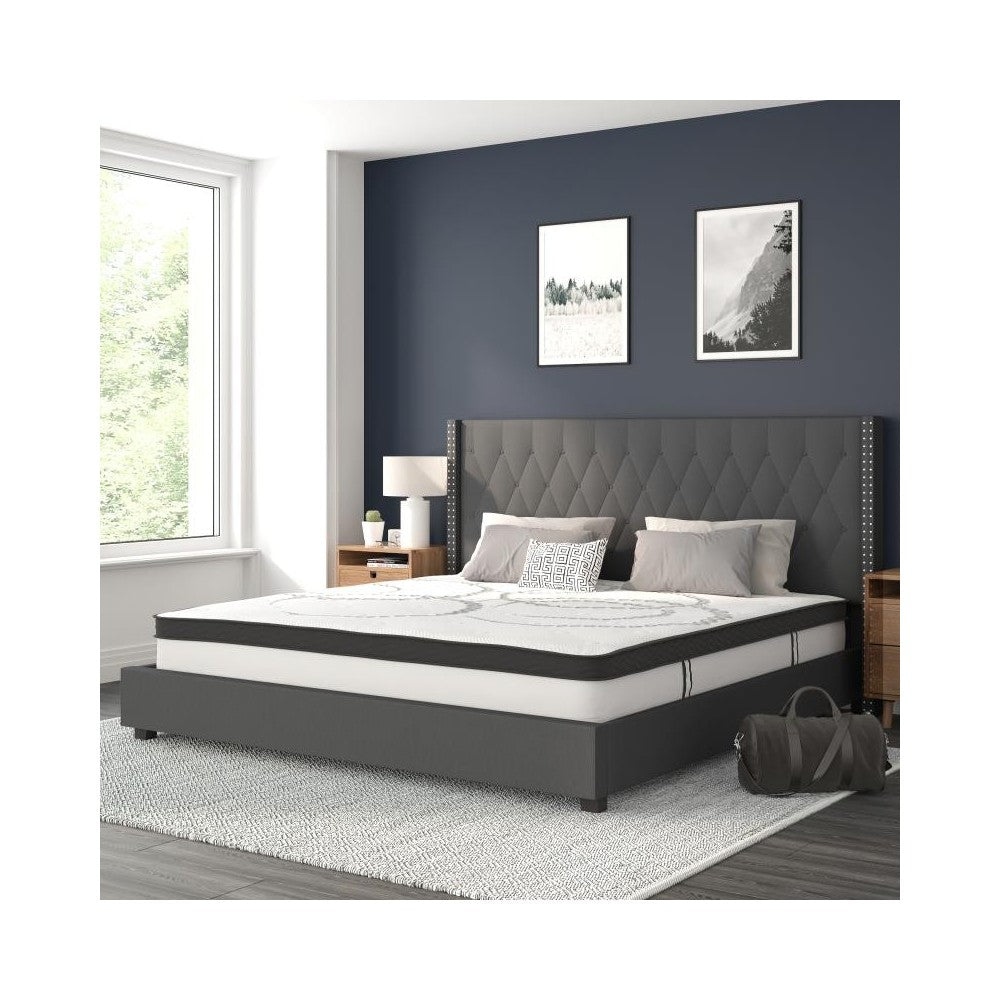 Flash Furniture Riverdale King Platform Bed Set-Gray HG-BM10-48-GG