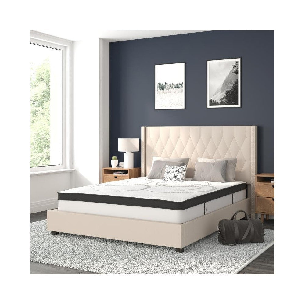 Flash Furniture Riverdale Queen Platform Bed Set-Beige HG-BM10-35-GG