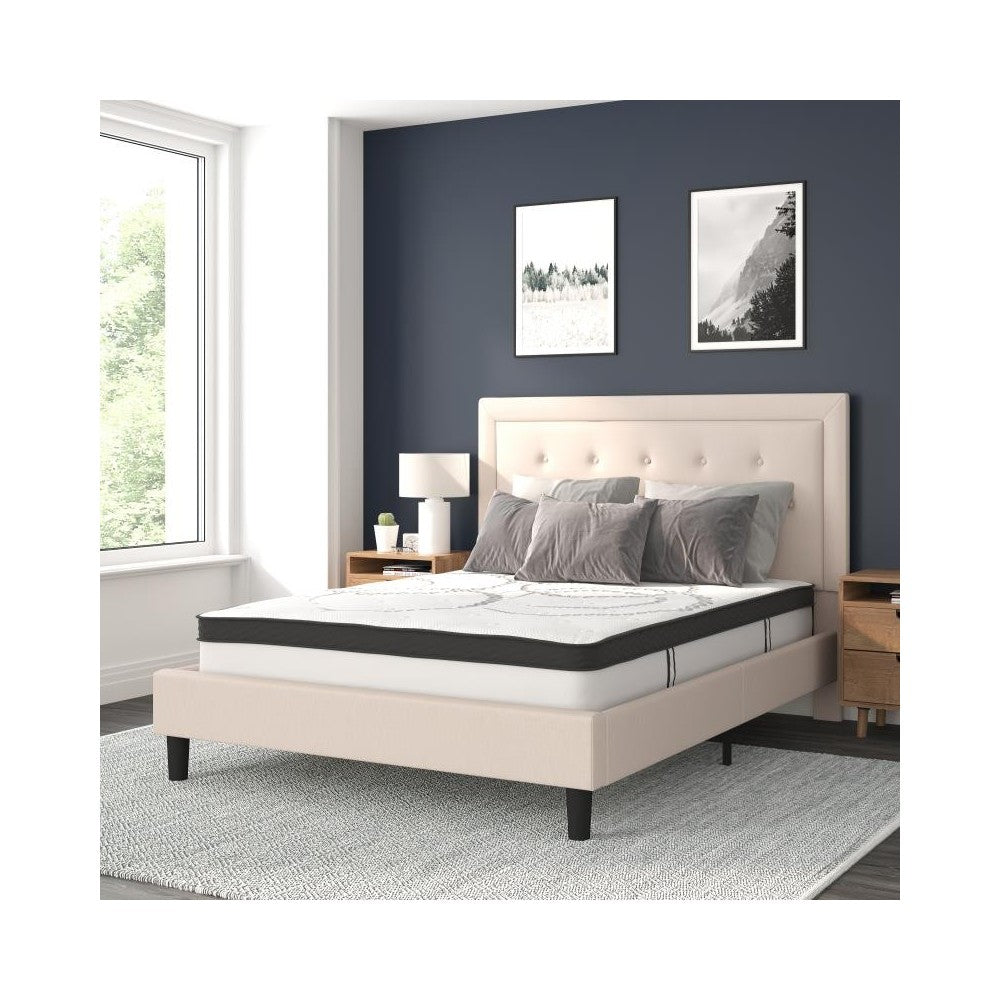 Flash Furniture Roxbury Queen Platform Bed Set-Beige SL-BM10-19-GG