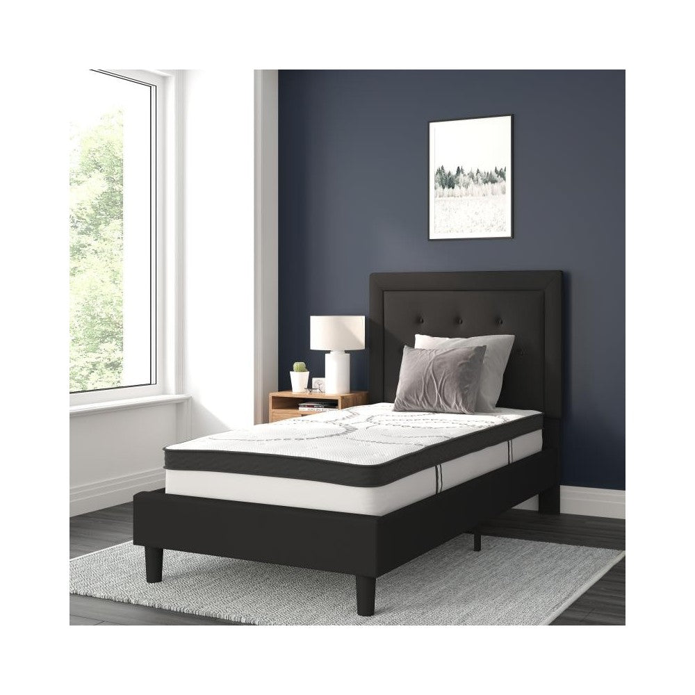 Flash Furniture Roxbury Twin Platform Bed Set-Black SL-BM10-21-GG