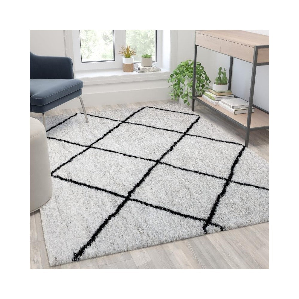 Flash Furniture Roxy 5x7 Ivory & Black Area Rug RC-KJ-181070-01-57-GG