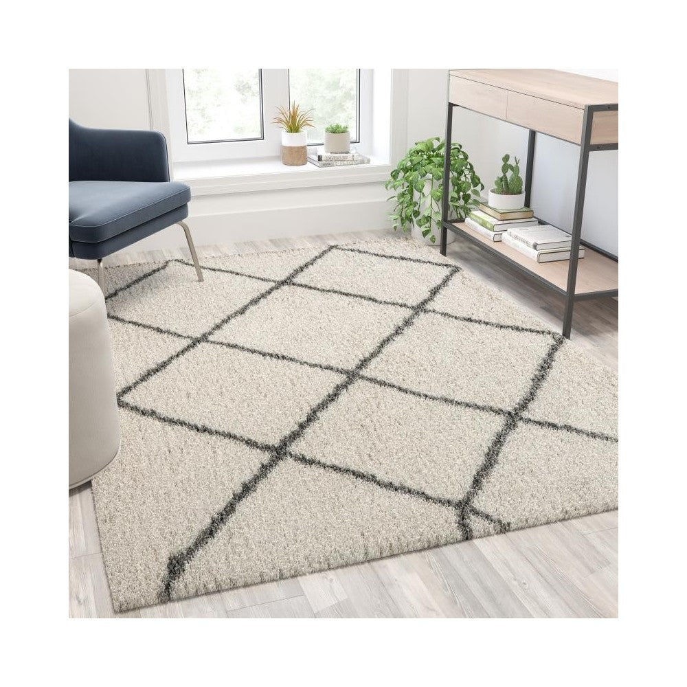 Flash Furniture Roxy 5x7 Ivory & Black Area Rug RC-KJ-181070-01-57-IV-GR-GG