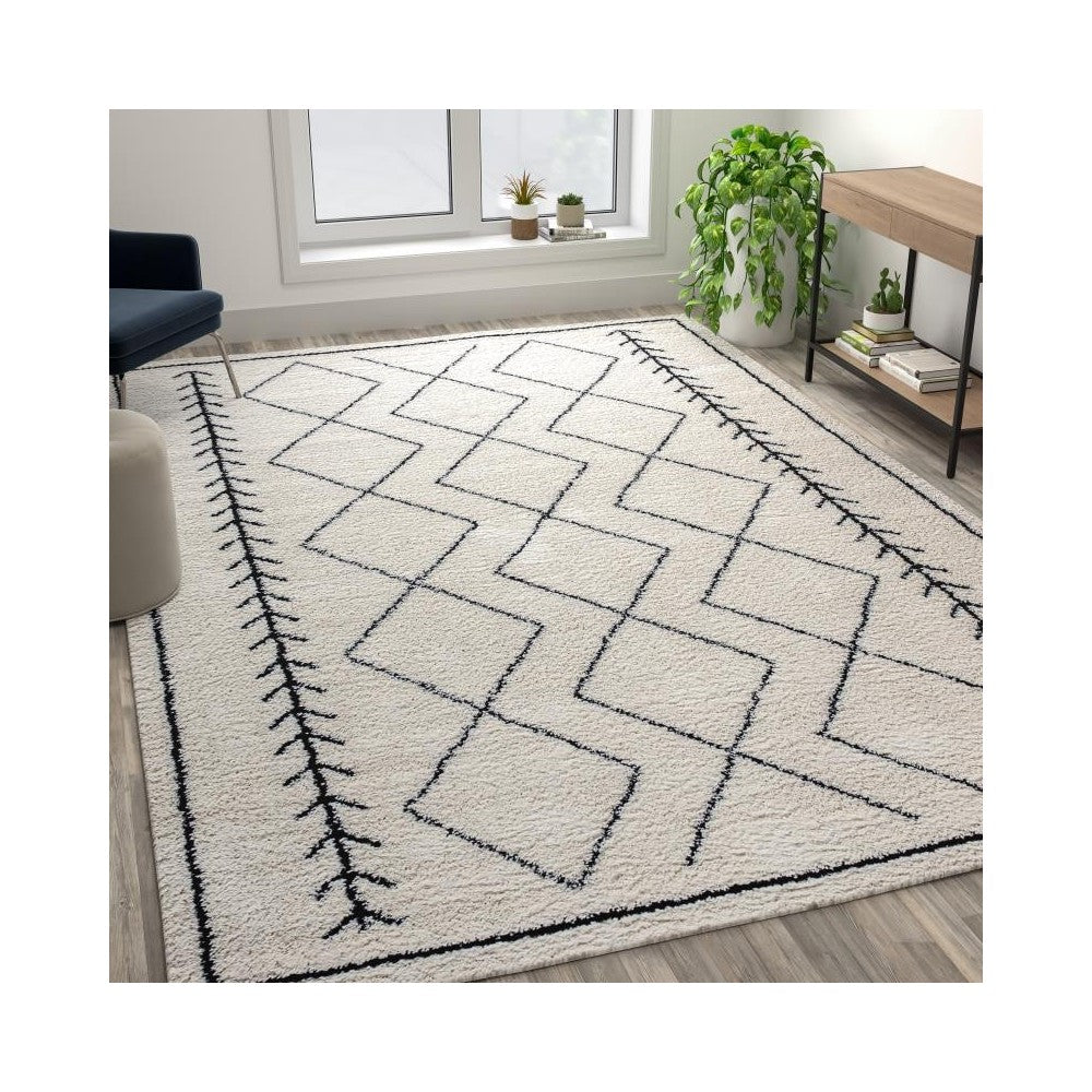 Flash Furniture Roxy 8x10 Ivory & Black Area Rug RC-MS-202012-01-810-GG