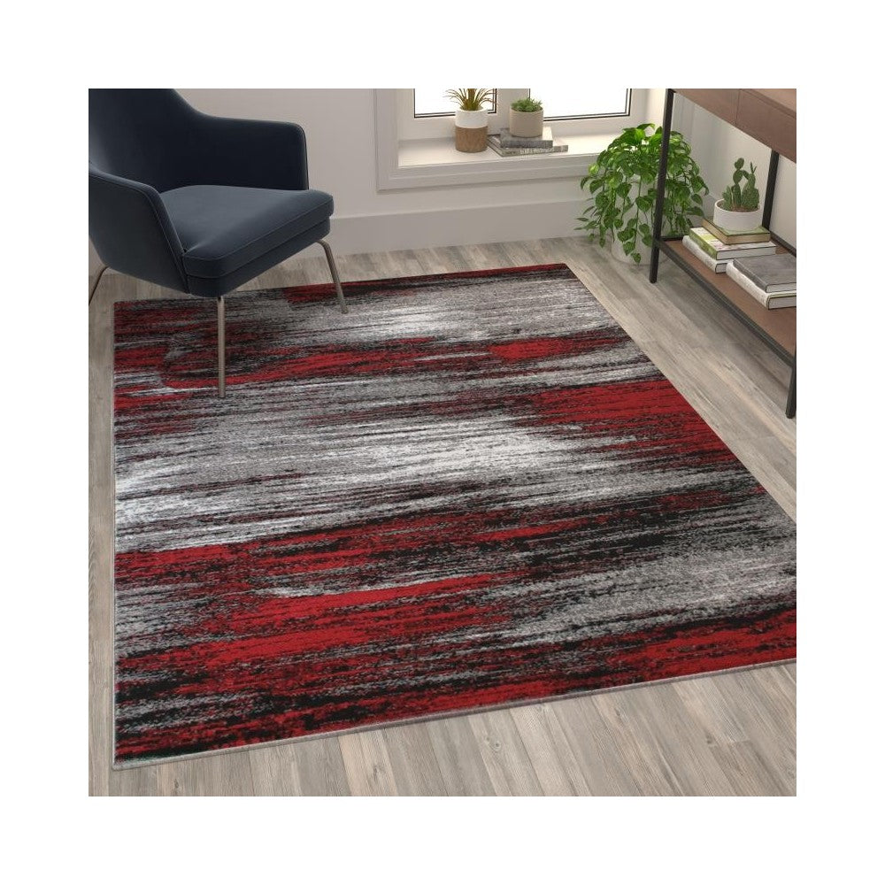 Flash Furniture Rylan Collection Red 5x7 Abstract Area Rug ACD-RGTRZ863-57-RD-GG