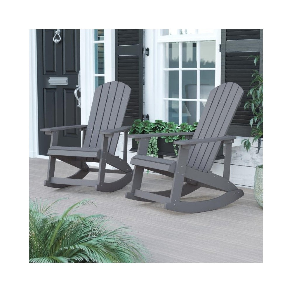 Flash Furniture Savannah 2 Pack Gray Resin Rockers JJ-C14705-GY-2-GG