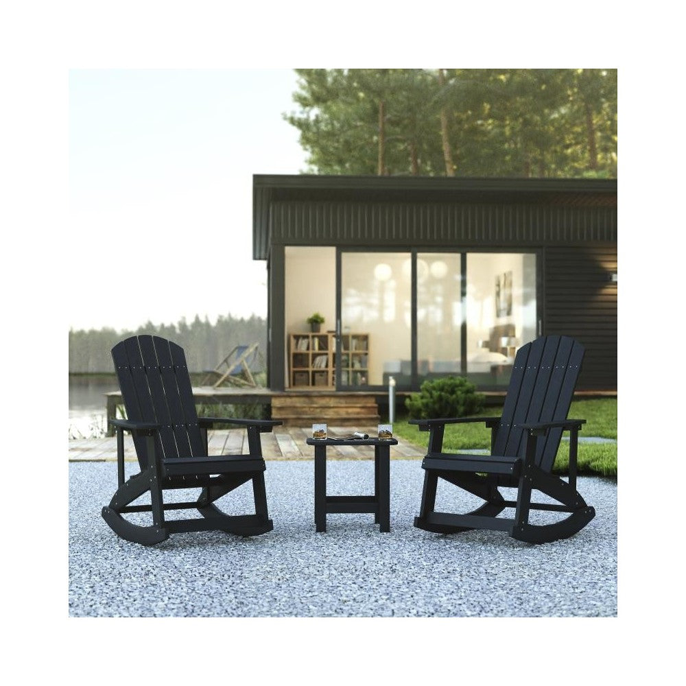 Flash Furniture Savannah 2PK Black Rockers & 1 Table JJ-C14705-2-T14001-BK-GG