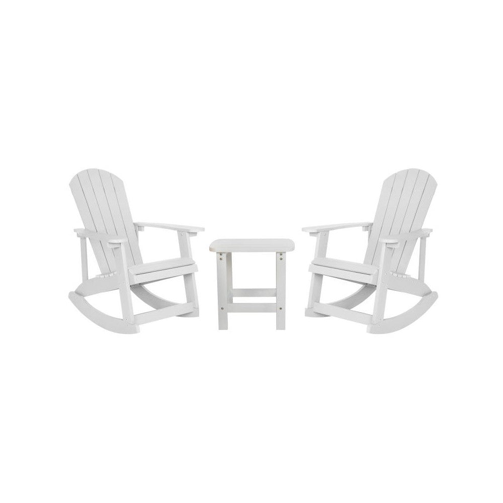 Flash Furniture Savannah 2PK White Rockers & 1 Table JJ-C14705-2-T14001-WH-GG