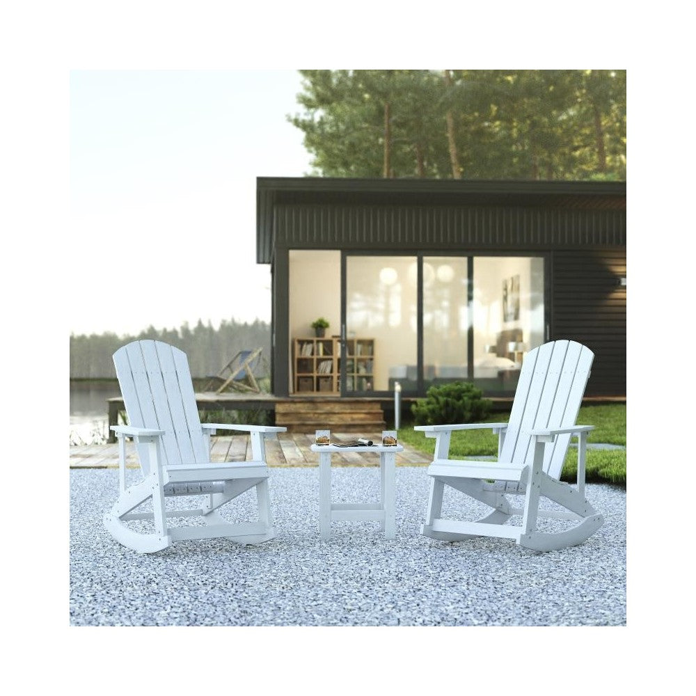 Flash Furniture Savannah 2PK White Rockers & 1 Table JJ-C14705-2-T14001-WH-GG