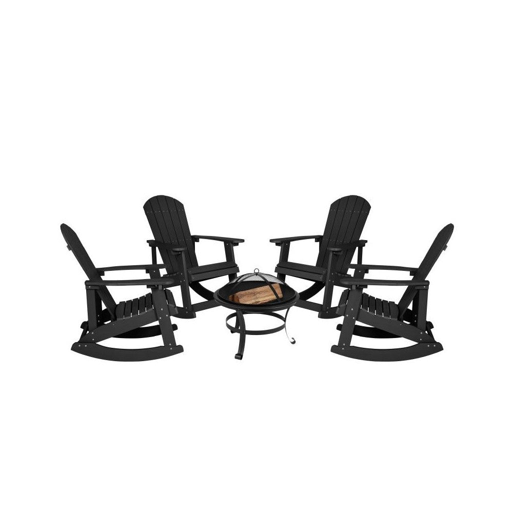 Flash Furniture Savannah 4PK Sea Foam Rockers & 1 Table JJ-C147054-202-BK-GG