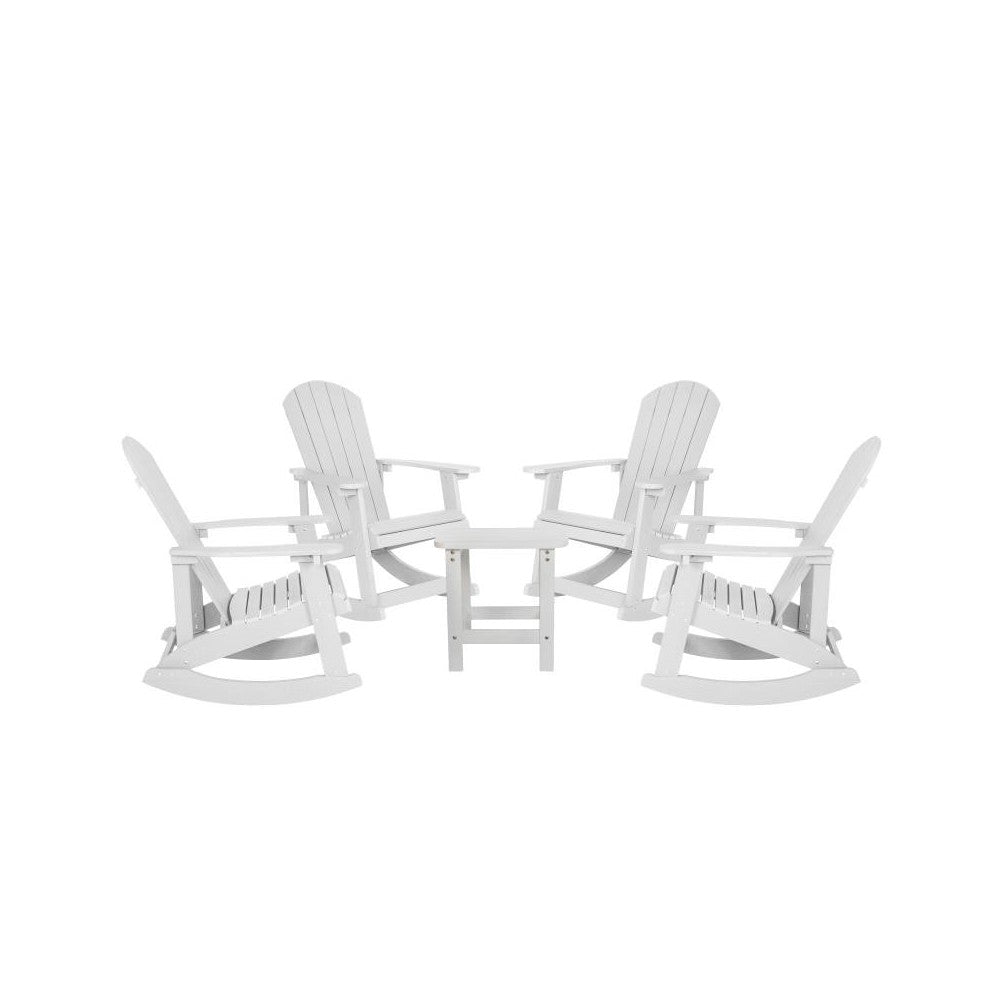 Flash Furniture Savannah 4PK White Rockers & 1 Table JJ-C14705-4-T14001-WH-GG