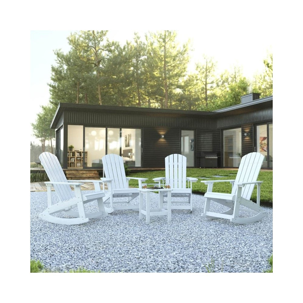 Flash Furniture Savannah 4PK White Rockers & 1 Table JJ-C14705-4-T14001-WH-GG