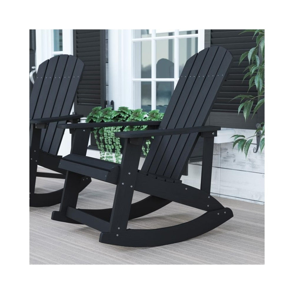 Flash Furniture Savannah Black Resin Rocking Chair JJ-C14705-BK-GG