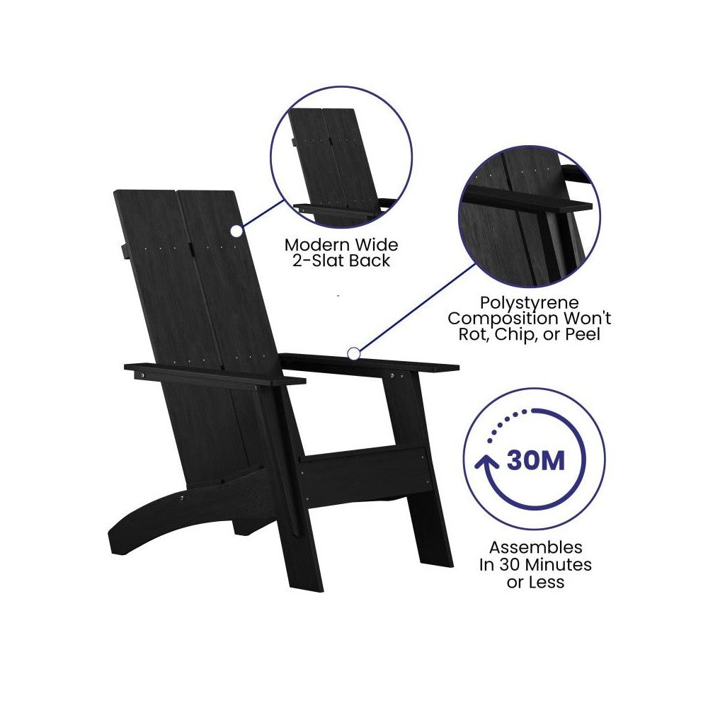 Flash Furniture Sawyer Black Modern Adirondack Chair JJ-C14509-BK-GG