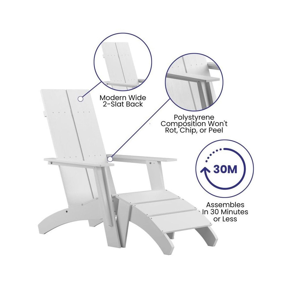 Flash Furniture Sawyer White Chair & Ottoman Set JJ-C14509-14309-WH-GG