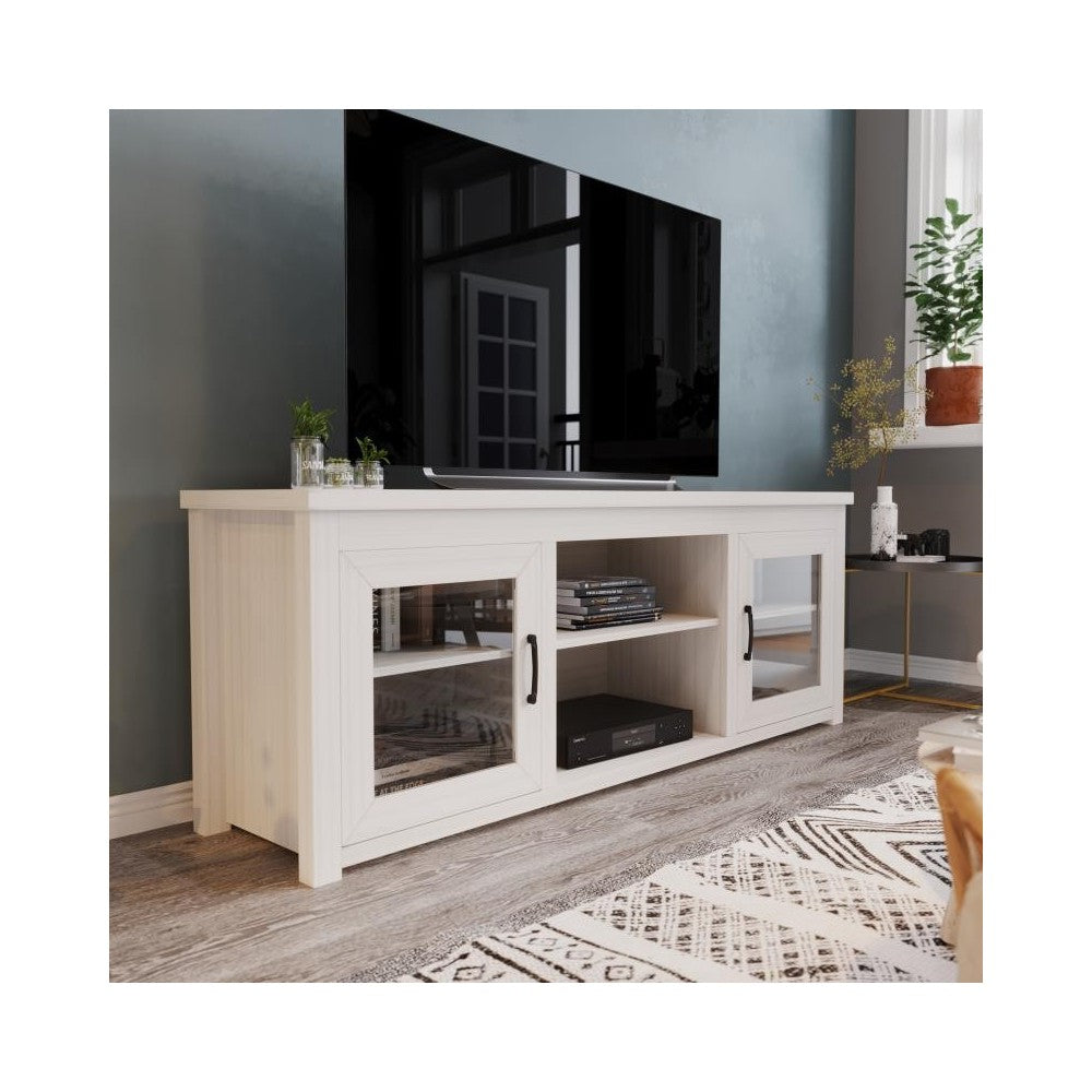 Flash Furniture Sheffield 65" White Glass Door TV Stand GC-MBLK65-WH-GG