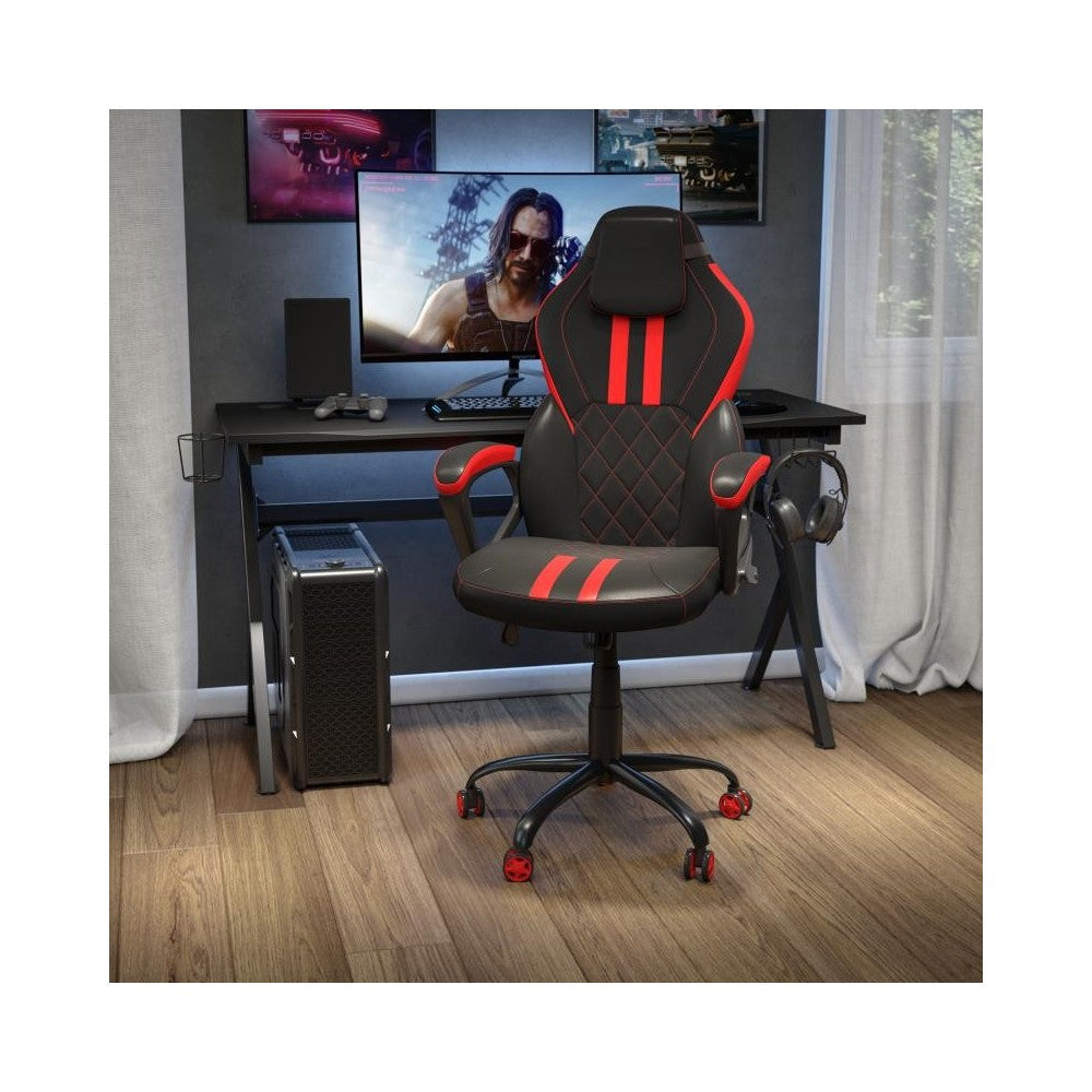 Flash Furniture Stone Black/Red Swivel Gaming Chair UL-A072-BK-GG