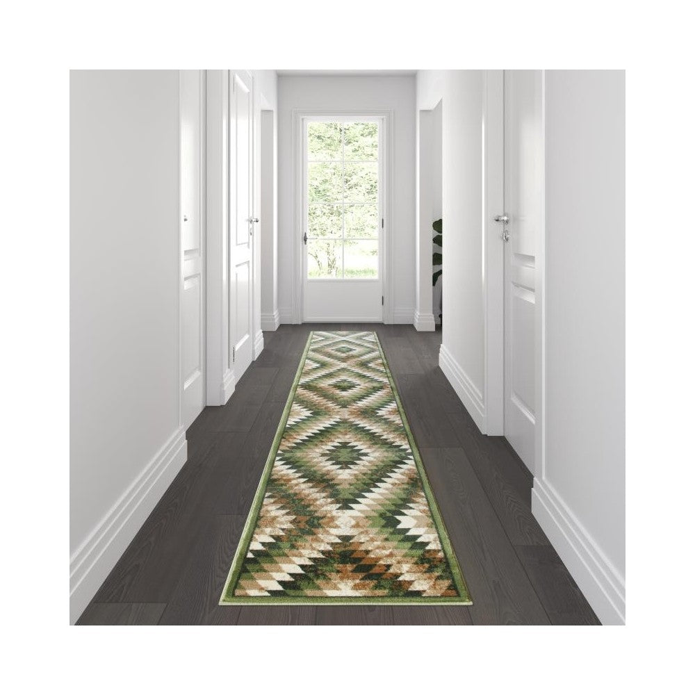 Flash Furniture Teagan Collection Green 2' x 11' Area Rug OKR-RG1106-211-GN-GG