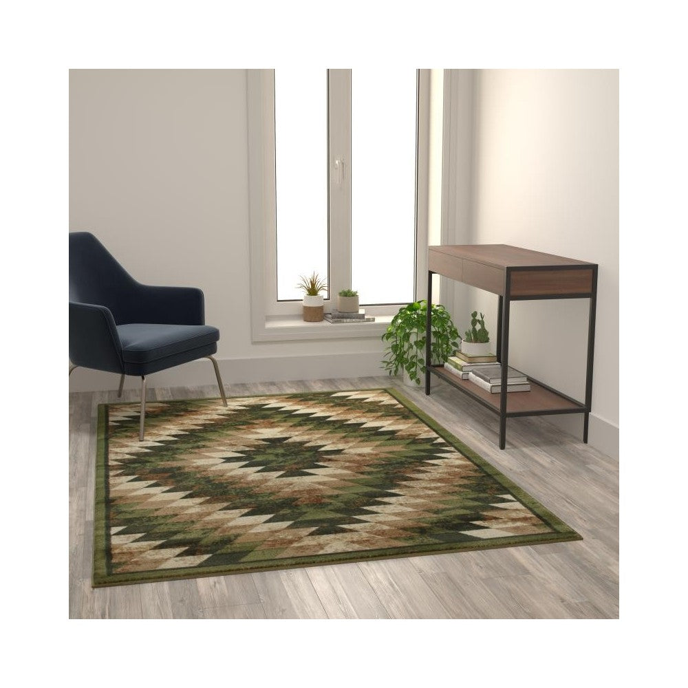 Flash Furniture Teagan Collection Green 5' x 7' Area Rug OKR-RG1106-57-GN-GG