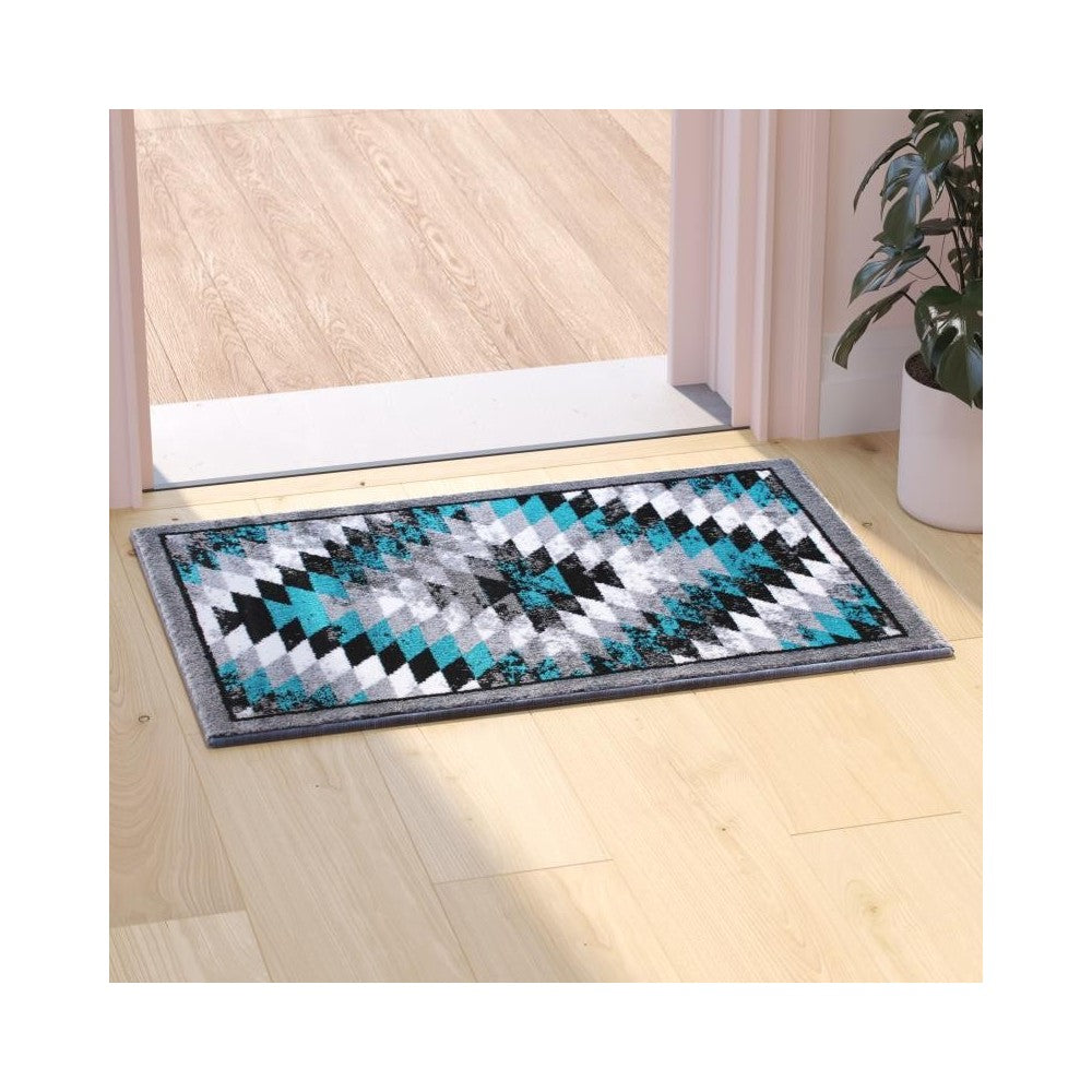 Flash Furniture Teagan Collection Turquoise 2' x 3' Area Rug OKR-RG1106-23-TQ-GG