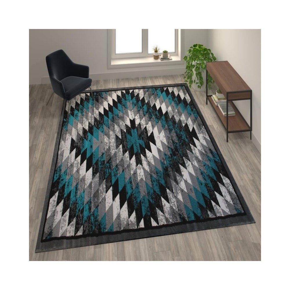 Flash Furniture Teagan Collection Turquoise 5' x 7' Area Rug OKR-RG1106-57-TQ-GG