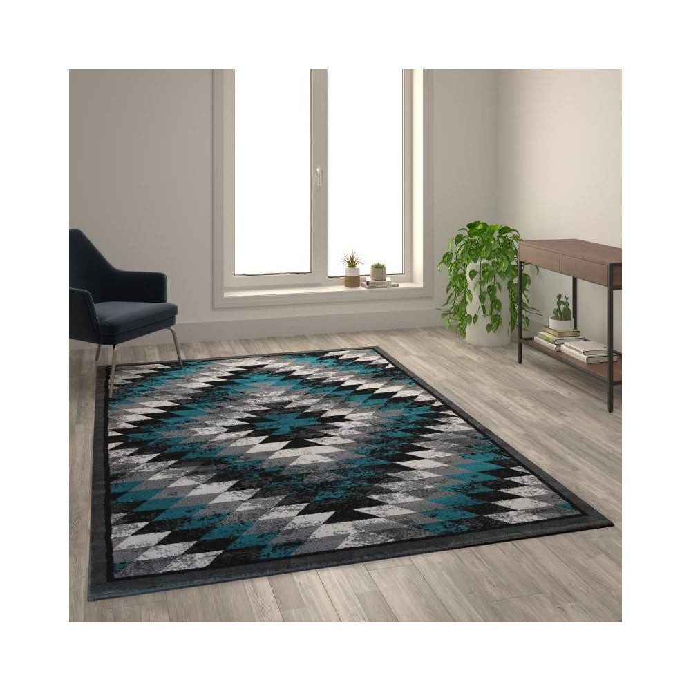Flash Furniture Teagan Collection Turquoise 6' x 9' Area Rug OKR-RG1106-69-TQ-GG