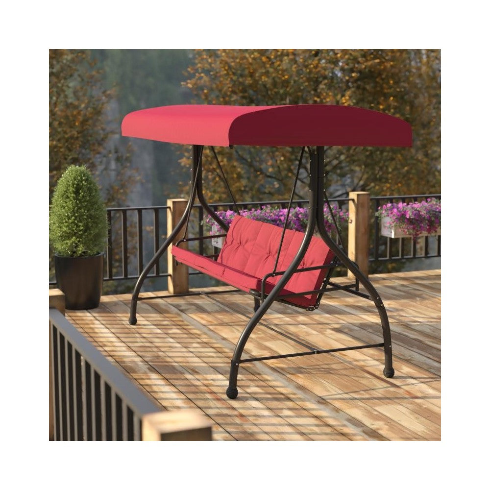 Flash Furniture Tellis Maroon 3-Seater Patio Swing TLH-007-MRN-GG