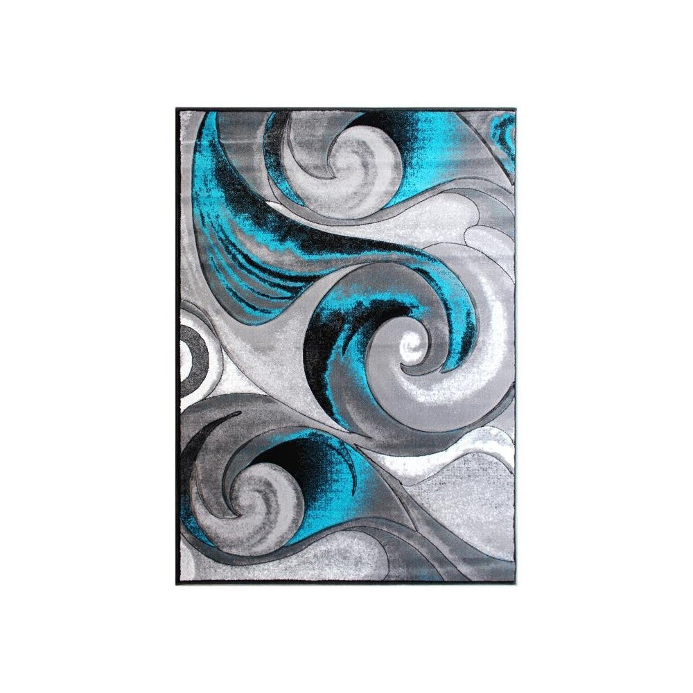 Flash Furniture Tellus Collection Turquoise 5x7 Wave Area Rug ACD-RG410-57-TQ-GG