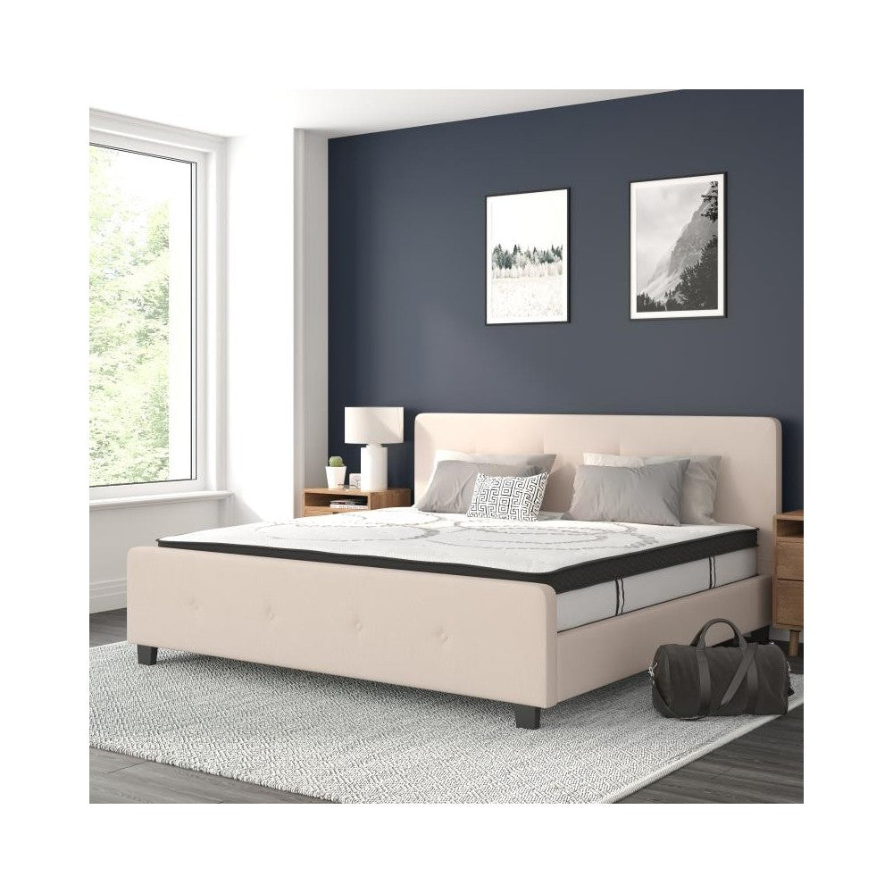 Flash Furniture Tribeca King Platform Bed Set-Beige HG-BM10-20-GG