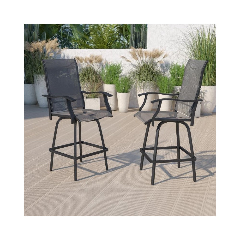 Flash Furniture Valerie 2PK Gray Swivel Patio Stool 2-ET-SWVLPTO-30-GR-GG