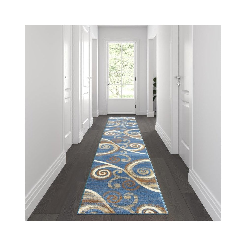 Flash Furniture Valli Collection Blue 2x11 Modern Area Rug OKR-RG1100-211-BL-GG