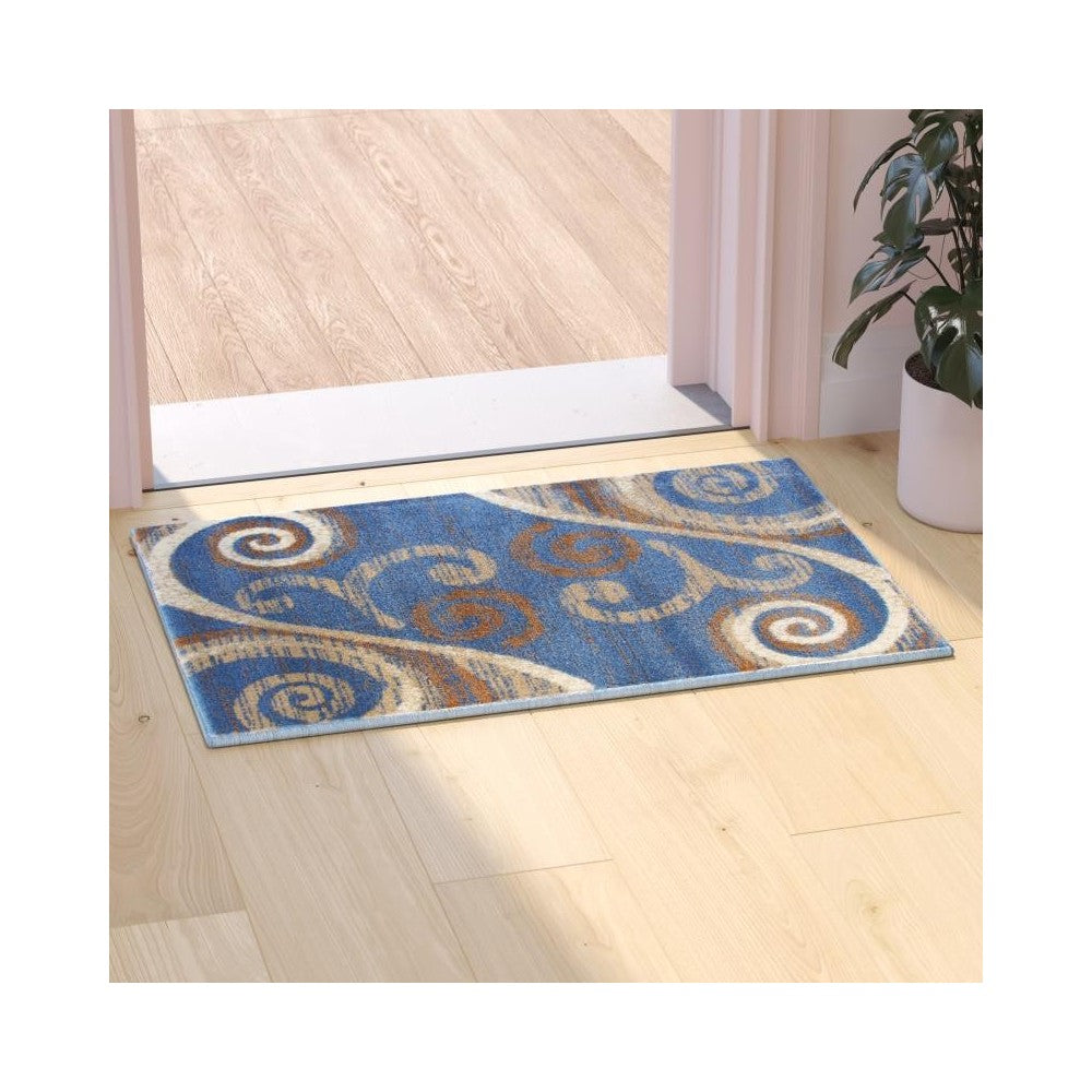 Flash Furniture Valli Collection Blue 2x3 Modern Area Rug OKR-RG1100-23-BL-GG