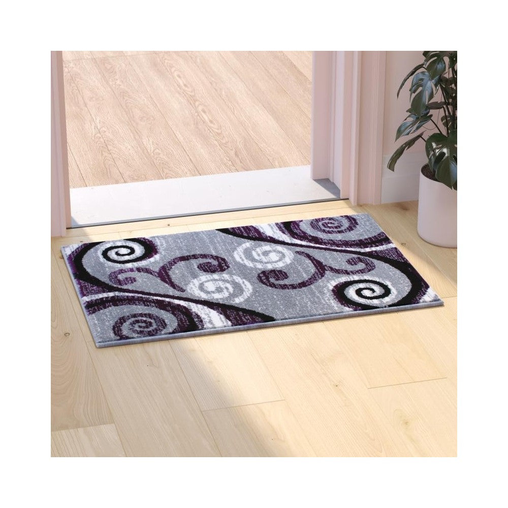 Flash Furniture Valli Collection Purple 2x3 Modern Area Rug OKR-RG1100-23-PU-GG