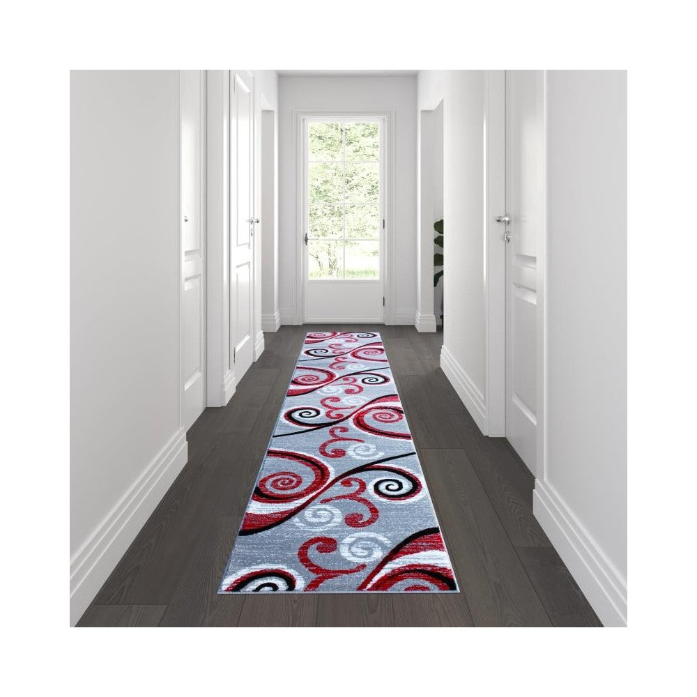 Flash Furniture Valli Collection Red 2x11 Modern Area Rug OKR-RG1100-211-RD-GG