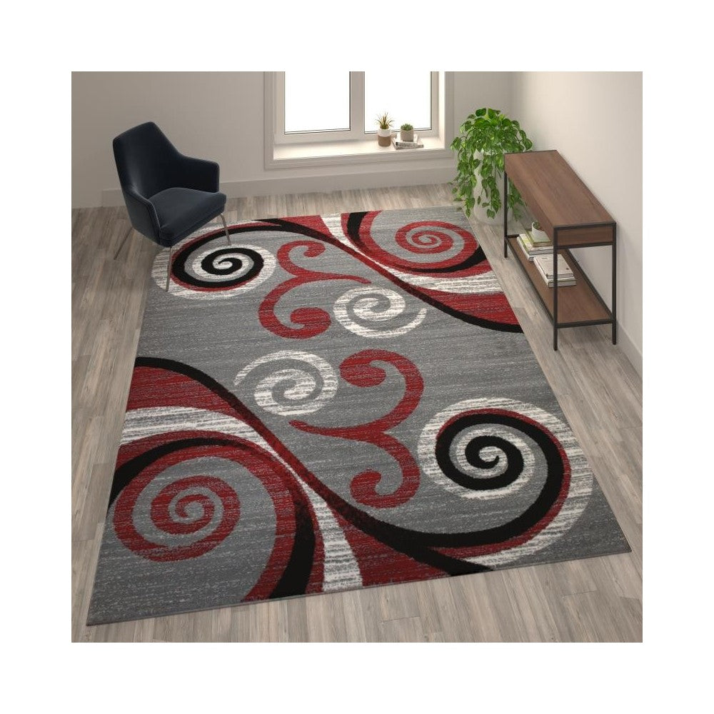 Flash Furniture Valli Collection Red 8x10 Modern Area Rug OKR-RG1100-810-RD-GG