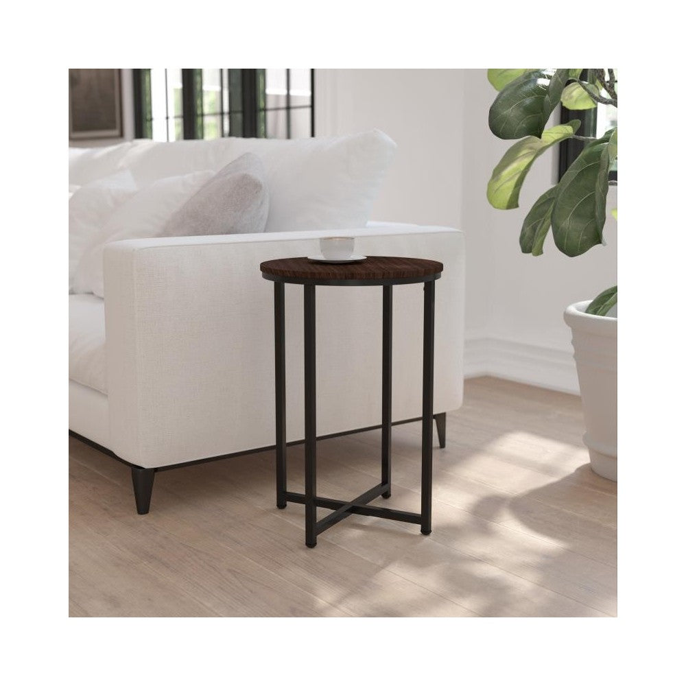 Flash Furniture Walnut End Table-Black Frame NAN-JH-1787ET-WAL-BK-GG