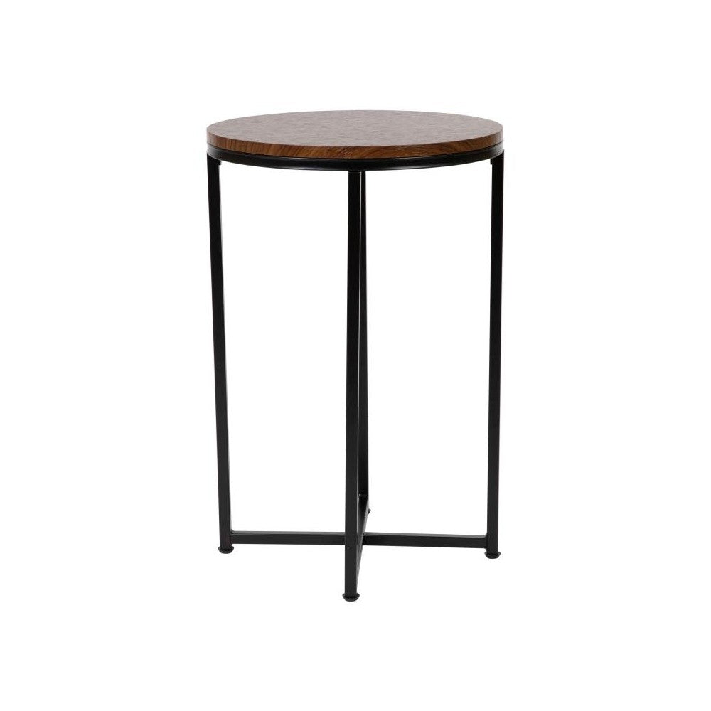 Flash Furniture Walnut End Table-Black Frame NAN-JH-1787ET-WAL-BK-GG