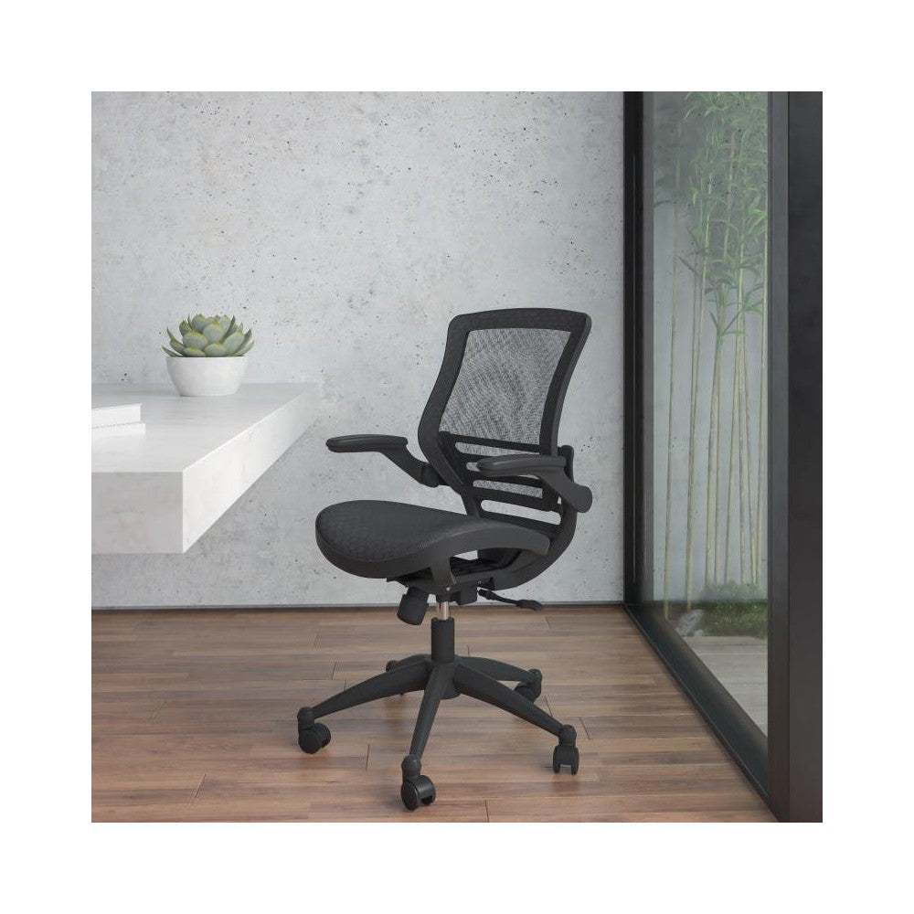 Flash Furniture Warfield Black Mid-Back Mesh Chair BL-8801X-BK-GG